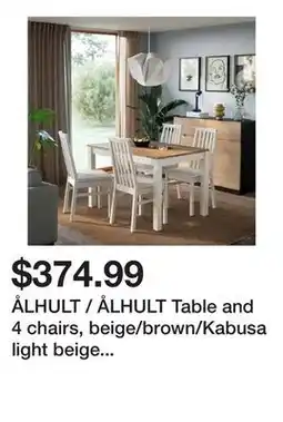 Ikea ÅLHULT / ÅLHULT Table and 4 chairs, beige/brown/Kabusa light beige beige offer