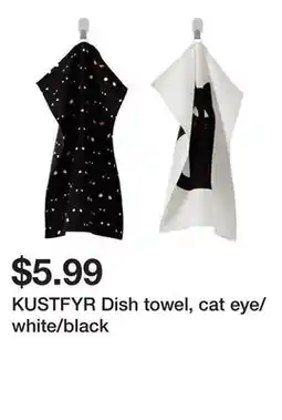 Ikea KUSTFYR Dish towel, cat eye/white/black offer