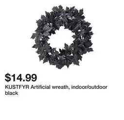 Ikea KUSTFYR Artificial wreath, indoor/outdoor black offer
