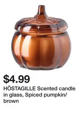 Ikea HÖSTAGILLE Scented candle in glass, Spiced pumpkin/brown offer