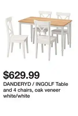 Ikea DANDERYD / INGOLF Table and 4 chairs, oak veneer white/white offer