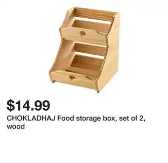 Ikea CHOKLADHAJ Food storage box, set of 2, wood offer
