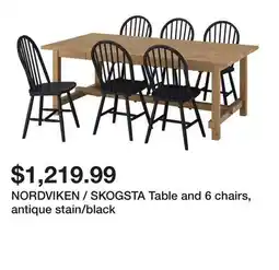 Ikea NORDVIKEN / SKOGSTA Table and 6 chairs, antique stain/black offer