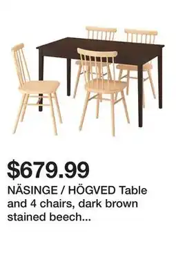 Ikea NÄSINGE / HÖGVED Table and 4 chairs, dark brown stained beech veneer/birch veneer offer