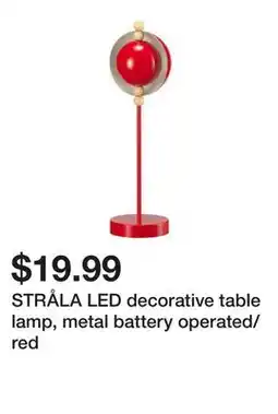Ikea STRÅLA LED decorative table lamp, metal battery operated/red offer