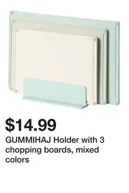 Ikea GUMMIHAJ Holder with 3 chopping boards, mixed colors offer