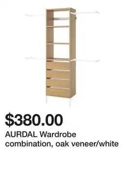 Ikea AURDAL Wardrobe combination, oak veneer/white offer