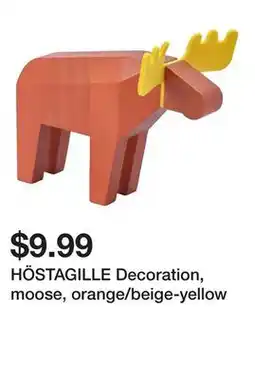 Ikea HÖSTAGILLE Decoration, moose, orange/beige-yellow offer