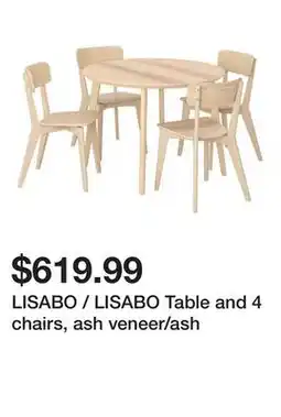 Ikea LISABO / LISABO Table and 4 chairs, ash veneer/ash offer