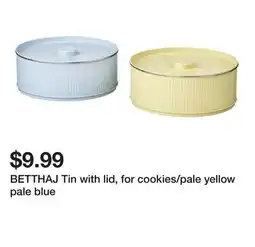 Ikea BETTHAJ Tin with lid, for cookies/pale yellow pale blue offer