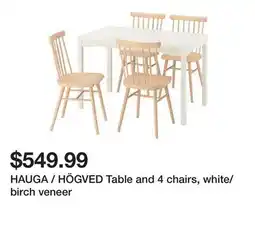 Ikea HAUGA / HÖGVED Table and 4 chairs, white/birch veneer offer
