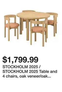 Ikea STOCKHOLM 2025 / STOCKHOLM 2025 Table and 4 chairs, oak veneer/oak leather offer