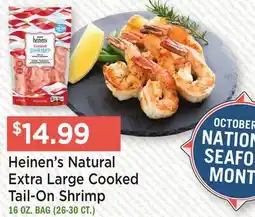 Heinen's Heinen's Natural Extra Large Cooked Tail-On Shrimp offer