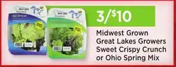 Heinen's Midwest Grown Great Lakes Growers Sweet Crispy Crunch or Ohio Spring Mix offer