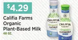 Heinen's Califia Farms Organic Plant-Based Milk offer