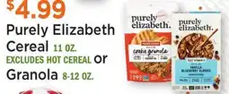 Heinen's Purely Elizabeth Cereal 11 OZ. or Granola 8-12 OZ offer