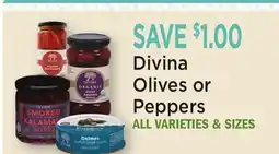 Heinen's Divina Olives or Peppers offer