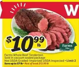 Winn Dixie Farms Whole Beef Tenderloin offer