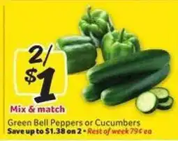 Winn Dixie Green Bell Peppers or Cucumbers offer