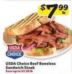 Winn Dixie USDA Choice Beef Boneless Sandwich Steak offer