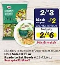 Winn Dixie Dole Salad Kits or Ready to Eat Bowls offer