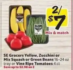 Winn Dixie SE Grocers Yellow, Zucchini or Mix Squash or Green Beans or Vine Ripe Tomatoes offer