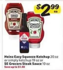 Winn Dixie Heinz Easy Squeeze Ketchup or SE Grocers Steak Sauce offer