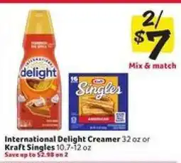 Winn Dixie International Delight Creamer or Kraft Singles offer