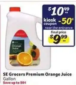 Winn Dixie SE Grocers Premium Orange Juice offer