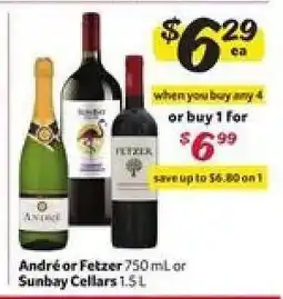 Winn Dixie Andre or Fetzer or Sunbay Cellars offer