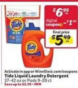 Winn Dixie Tide Liquid Laundry Detergent offer