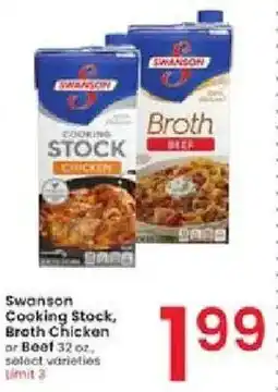 Albertsons Swanson Cooking Stock, Broth Chicken or Beef offer
