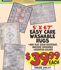 Ollie's 5' X 6' 7 EASY CARE WASHABLE RUGS offer