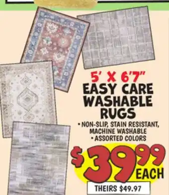 Ollie's 5' X 6' 7 EASY CARE WASHABLE RUGS offer
