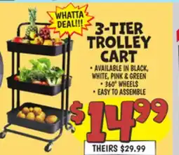 Ollie's 3-TIER TROLLEY CART offer