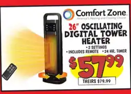 Ollie's 26 OSCILLATING DIGITAL TOWER HEATER offer