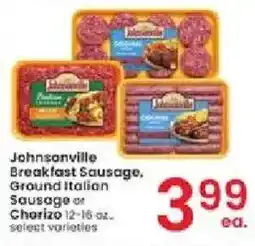 Albertsons Johnsonville Breakfast Sausage Ground Italian Sausage or Chorizo offer