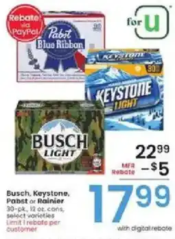 Albertsons Busch, Keystone, Pabst or Rainier offer