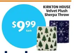 Aldi KIRKTON HOUSE Velvet Plush Sherpa Throw offer