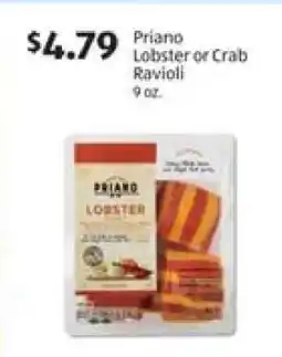 Aldi Priano Lobster or Crab Ravioli offer
