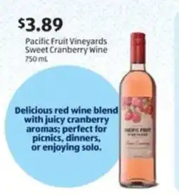 Aldi Pacific Fruit Vineyards Sweet Cranberry Wine offer