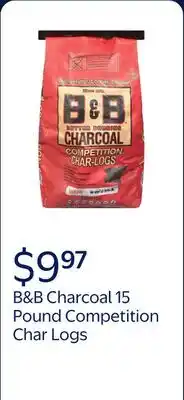 Walmart B&B Charcoal 15 Pound Competition Char Logs offer