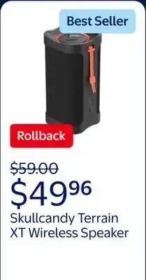Walmart Skullcandy Terrain XT Medium Compact Wireless Speaker, IPX7 Waterproof, 14 Hour Battery offer