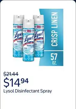 Walmart Lysol Disinfectant Spray, Sanitizing and Antibacterial Spray, Crisp Linen Scent, 19 fl oz offer
