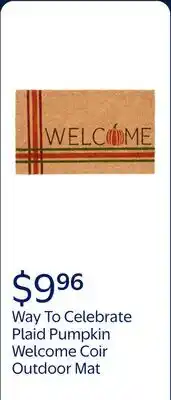 Walmart Way To Celebrate Plaid Pumpkin Welcome Coir Outdoor Mat offer