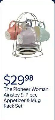 Walmart The Pioneer Woman Ainsley 9-Piece Appetizer & Mug Rack Set, Assorted Colors offer