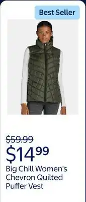 Walmart Big Chill Women's and Women's Plus Chevron Quilted Puffer Vest, Midweight, Sizes S-3X offer