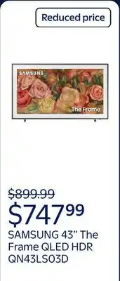 Walmart SAMSUNG 43 Class LS03D The Frame QLED HDR QN43LS03DAFXZA 2024 offer