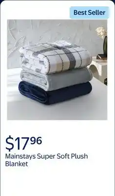 Walmart Mainstays Super Soft Plush Blanket, Dark Blue, Twin, Adult/Teen offer