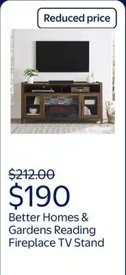 Walmart Better Homes & Gardens Reading Fireplace TV Stand for TVs up to 65 , Walnut offer